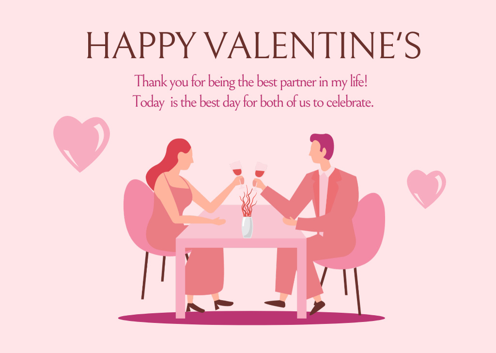 Ontwerpsjabloon van Card van Couple in Love Celebrates Valentine's Day