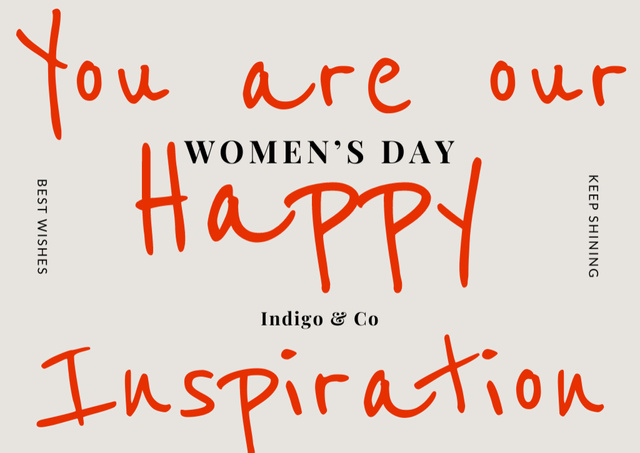 Ontwerpsjabloon van Postcard van Women's Day Greeting with Red Lettering