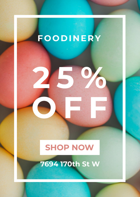 Template di design Easter Holiday Discount with Colorful Eggs Flyer A6