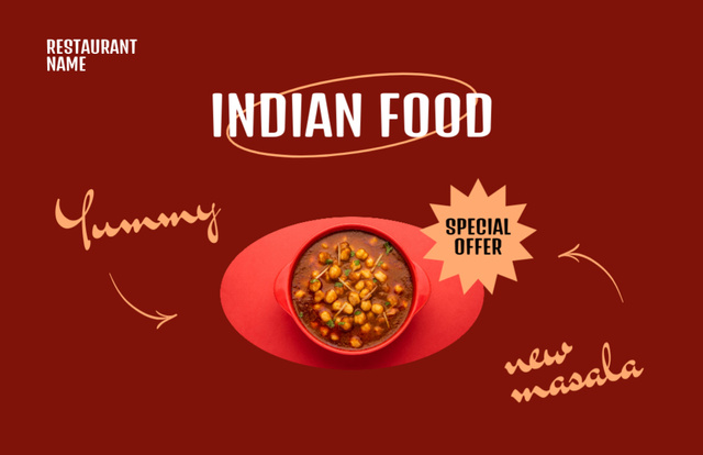 Traditional Delicious Indian Food Offer Flyer 5.5x8.5in Horizontal Šablona návrhu