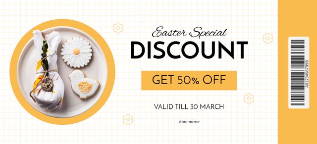 Special Discount for Easter Holiday Coupon 3.75x8.25in Design Template