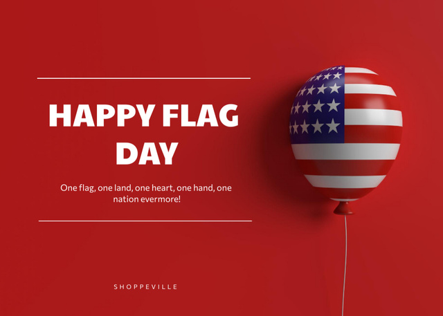 Designvorlage USA Flag Day Celebration Announcement With Balloon für Postcard 5x7in