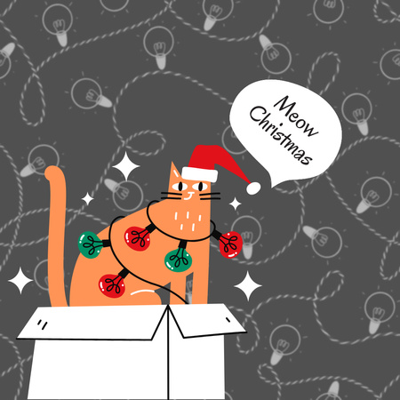 vánoční sváteční pozdrav s kočkou Instagram Šablona návrhu