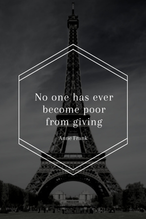 Charity Quote On Eiffel Tower View Postcard 4x6in Vertical Design Template