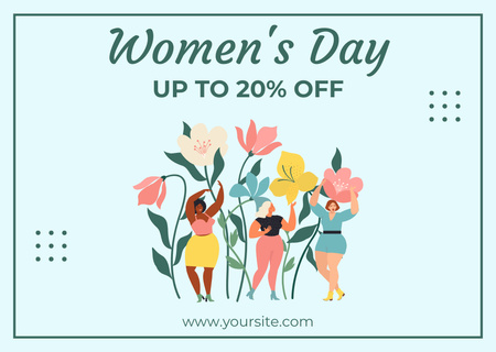Women's Day Greeting with Discount Offer Card Design Template