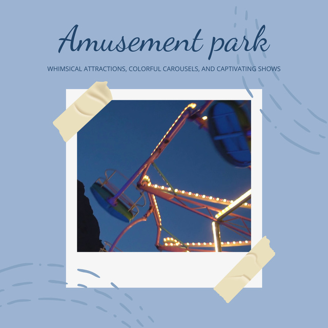 Illuminated Attraction In Amusement Park Awaits Animated Post – шаблон для дизайна