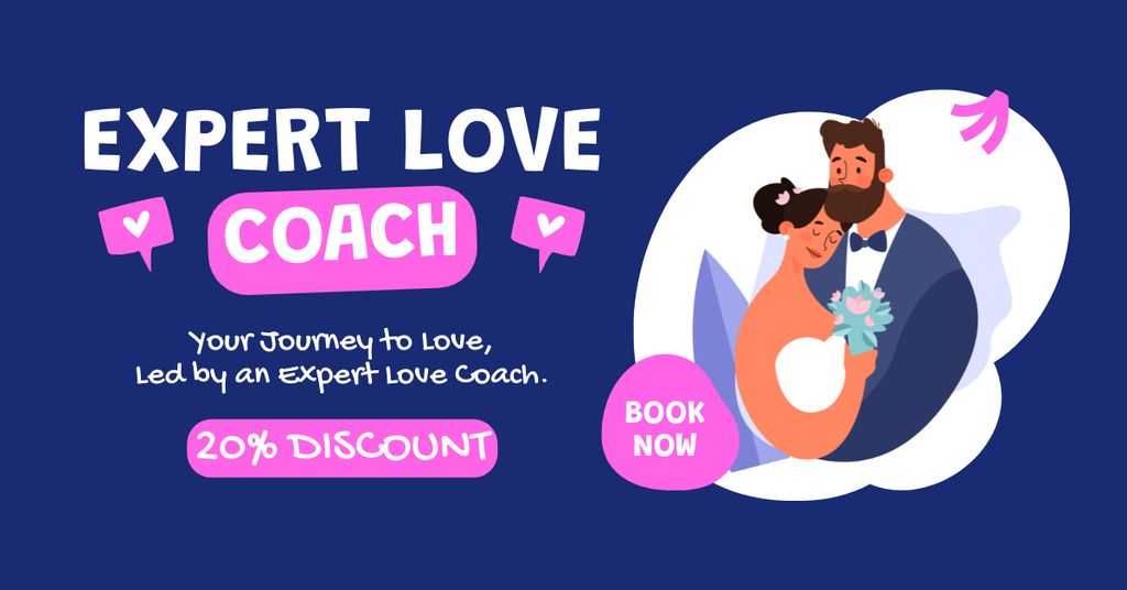 Plantilla de diseño de Partner with Love Coach for Fulfilling Relationships Facebook AD 