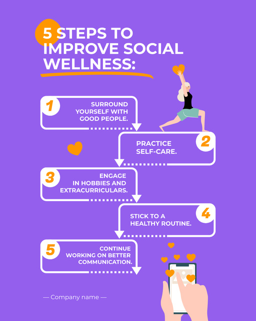 Best Steps Improving Social Wellness Poster 16x20in Design Template