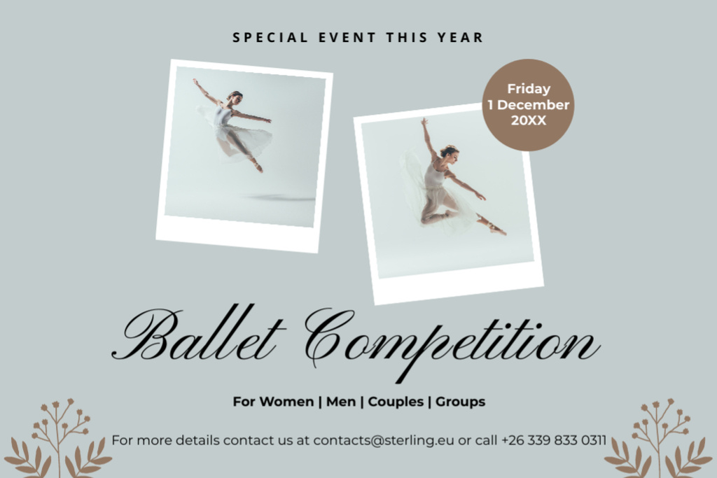 Famous Ballet Competition Announcement In Winter Flyer 4x6in Horizontalデザインテンプレート