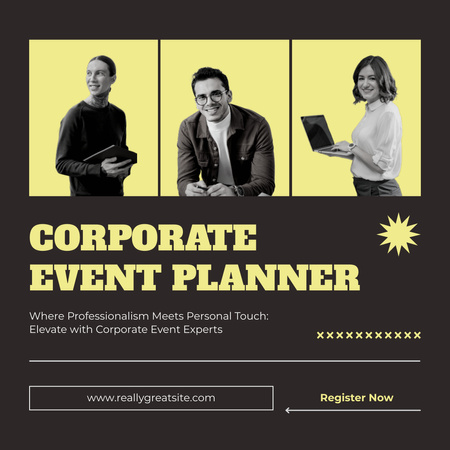 Plantilla de diseño de Servicios empresariales para la planificación de eventos corporativos Instagram AD 