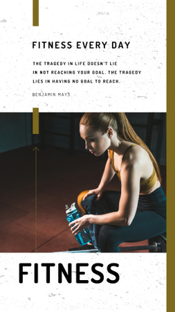 Girl resting during workout Instagram Story Design Template