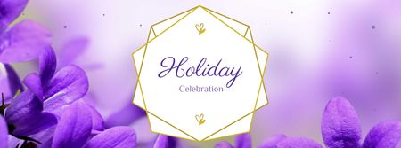 Holiday Celebration Announcement with Violets Flowers Facebook cover Design Template