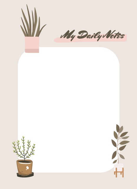Platilla de diseño Daily Planner With Illustrated Home Plants in Flower Pots Notepad 4x5.5in