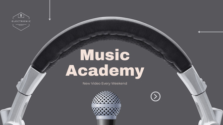 Mikrofonlu Müzik Akademisi Reklamı Youtube Tasarım Şablonu