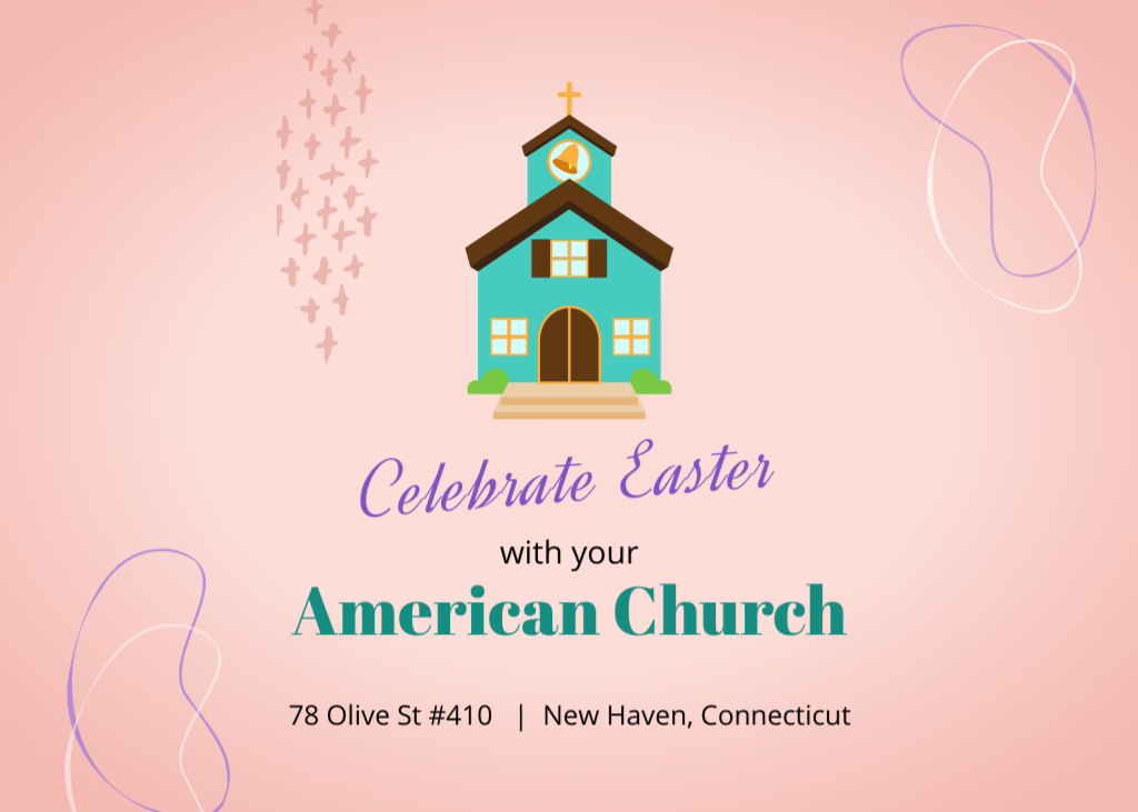Easter Celebration in American Traditional Church Flyer 5x7in Horizontal Design Template