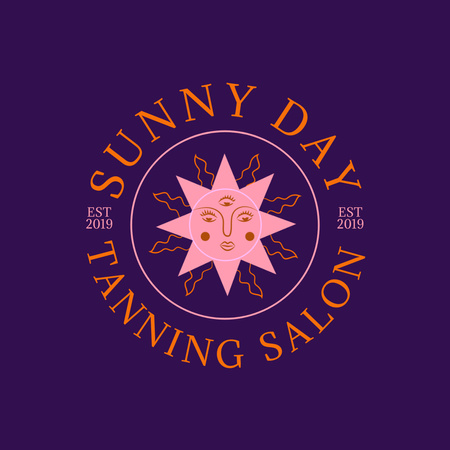 紫に星が付いた日焼けサロンのロゴ Animated Logoデザインテンプレート