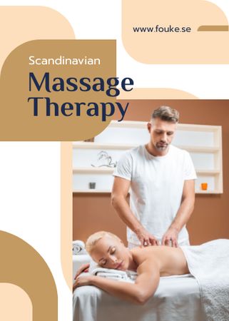 Massage Salon Ad Masseur by Relaxed Woman Flayer Modelo de Design