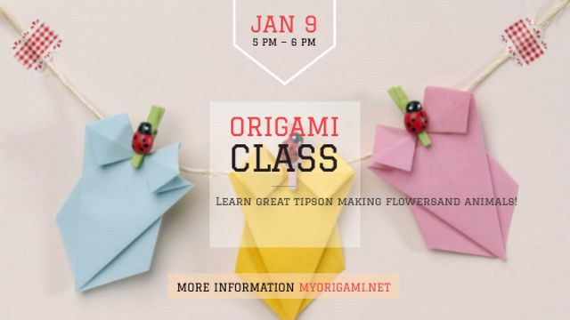 Origami Classes Invitation Paper Garland Title Tasarım Şablonu