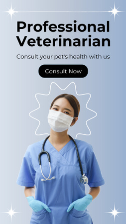 Professzionális állatorvosi klinikai szolgáltatások kínálata Instagram Story tervezősablon