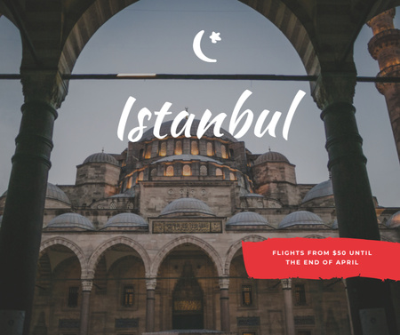 Istanbul Travelling Inspiration With Mosques In Evening Facebook Design Template