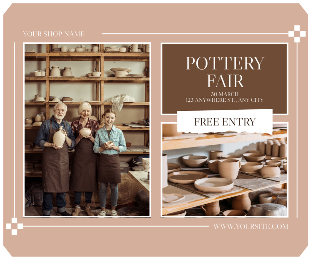 Pottery Fair Announcement With Free Entry Facebook tervezősablon