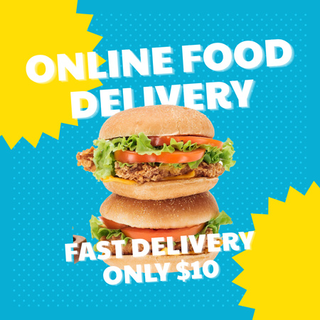 Ontwerpsjabloon van Animated Post van Fastfoodaanbieding met Tasty Burger