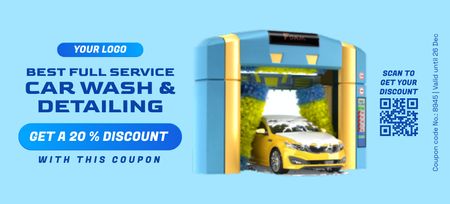 Offer of Detailing and Car Wash Coupon 3.75x8.25in Design Template