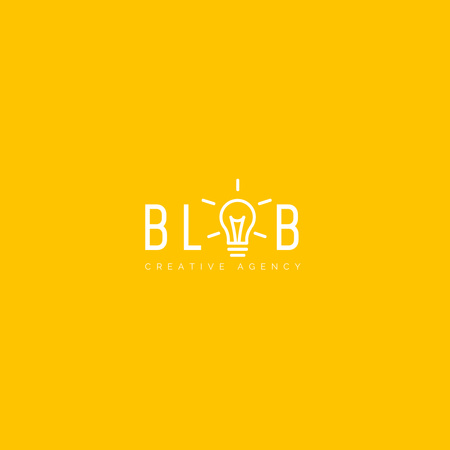 Creative Agency Services with Lightbulb in Yellow Logo 1080x1080pxデザインテンプレート