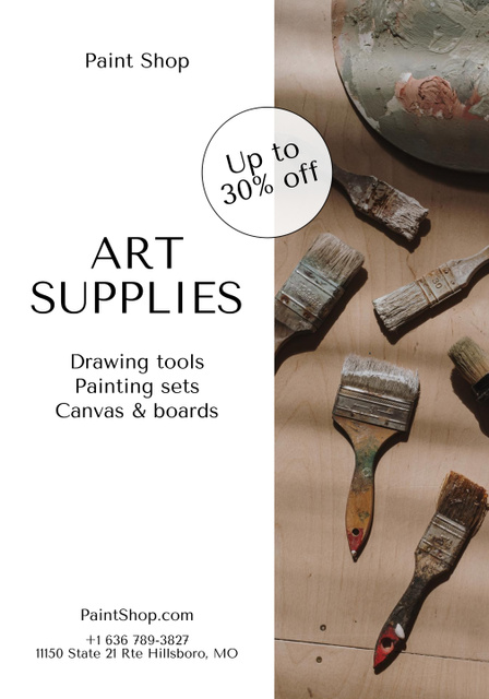 Artistic Accessories And Brushes At Discounted Rates Offer Poster 28x40inデザインテンプレート