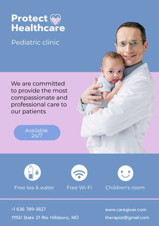 Pediatric Clinic Services Offer Poster – шаблон для дизайну