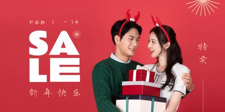 Ontwerpsjabloon van Twitter van Chinese New Year Sale Announcement