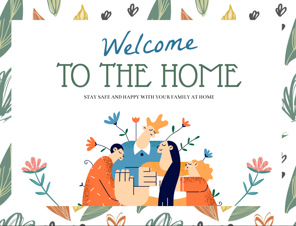 Welcome Home Messages for Family Postcard 4.2x5.5in Šablona návrhu