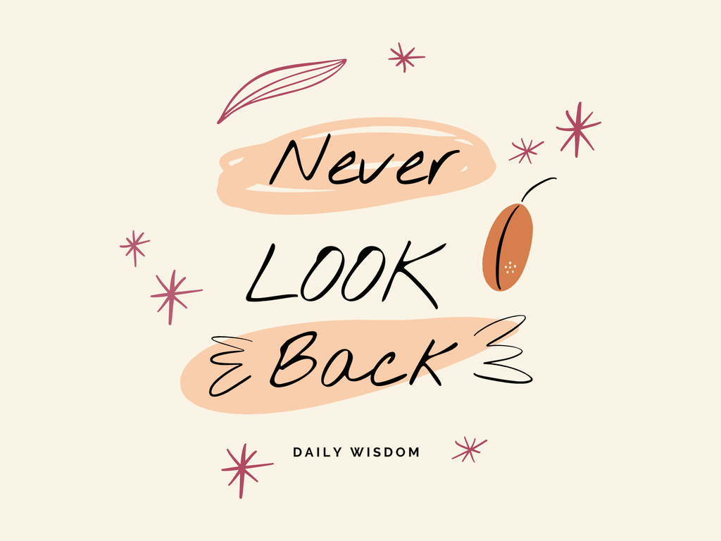 Never Look Back Quote with Cute Doodles Poster 18x24in Horizontal Design Template