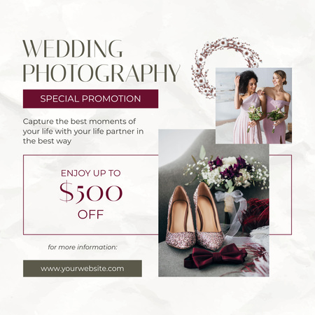 Serviços especiais de fotógrafo de casamento promocional Instagram Modelo de Design
