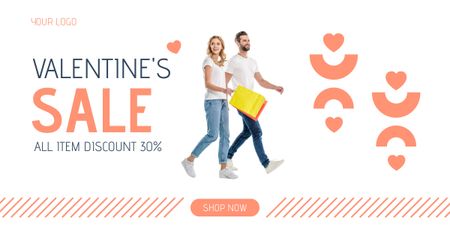 Discount on All Products with Couple in Love for Valentine's Day Facebook AD Design Template