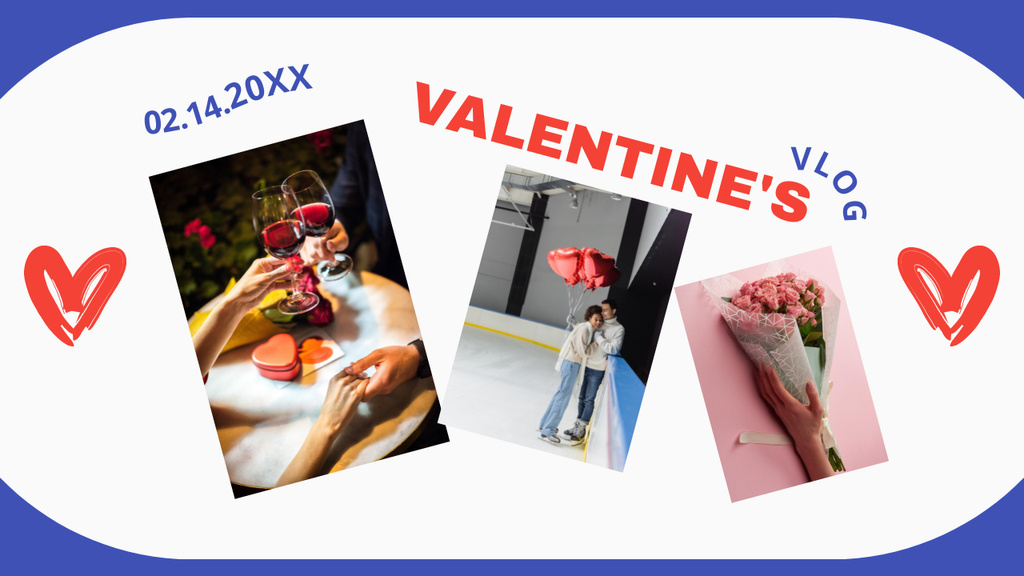 Romantic Collage for Valentine's Day Youtube Thumbnailデザインテンプレート