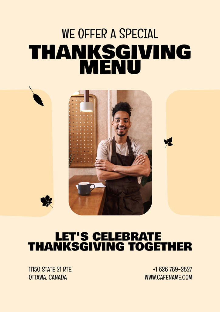 Thanksgiving Holiday Menu Announcement Poster Design Template