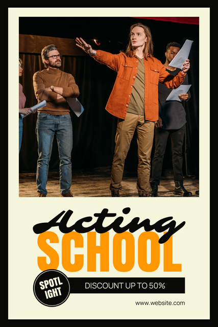 Discounted Acting School Classes for Young People Pinterest Design Template