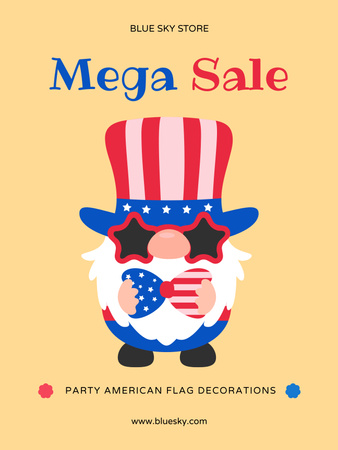 USA Independence Day Sale Announcement Poster 36x48in Design Template