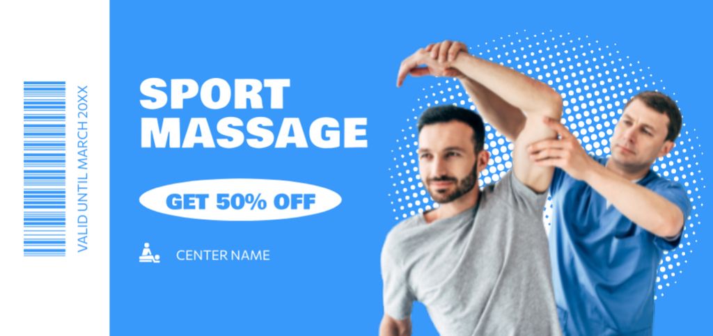 Ontwerpsjabloon van Coupon Din Large van Discount Offer on Sport Massage Therapy