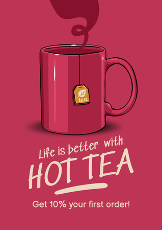Discount Offer on Hot Tea Poster Design Template