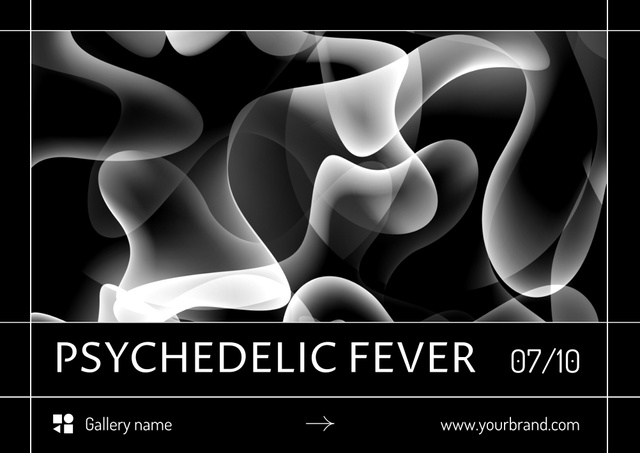 Psychedelic Art Fever in Galery Poster B2 Horizontal Design Template