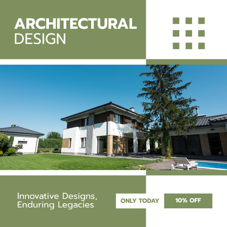 Modèle de visuel Annonce de conception architecturale avec un manoir moderne - Instagram