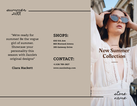Ontwerpsjabloon van Brochure 8.5x11in van zomer mode collectie advertentie met stijlvolle vrouw
