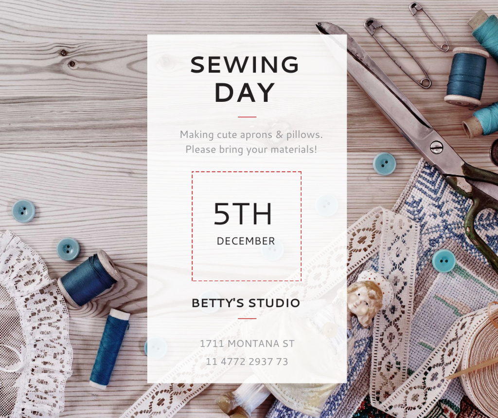 Sewing and Handmade Master Class or Training Facebookデザインテンプレート