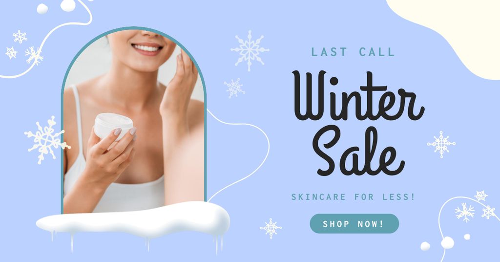 Winter Face Cream Sale Announcement Facebook AD Πρότυπο σχεδίασης