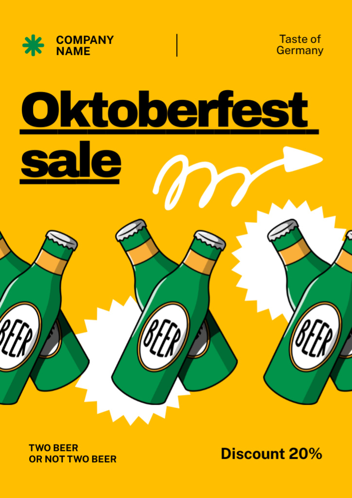 Funny Citation for Oktoberfest Celebration and Bottles Flyer A4 Tasarım Şablonu