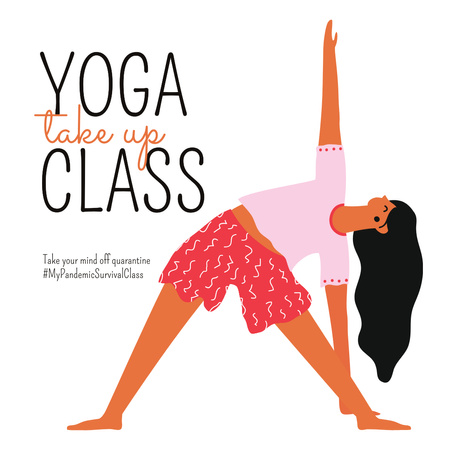 #MyPandemicSurvivalClass Yoga Class Ad during Quarantine Instagram Design Template