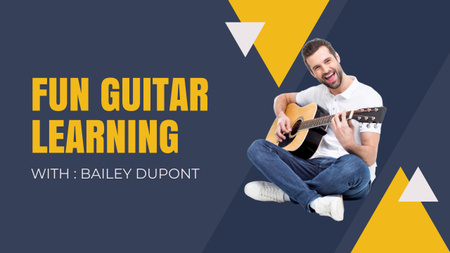 Eğlenceli Gitar Öğrenme Reklamı Youtube Thumbnail Tasarım Şablonu