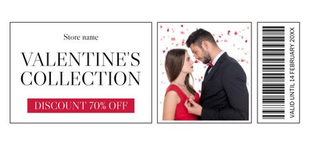 Valentine's Day Collection Discount with Couple in Love Coupon Din Large tervezősablon